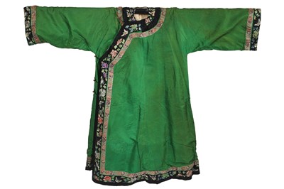 Lot 915 - A woman's green damask silk informal winter robe, circa 1900