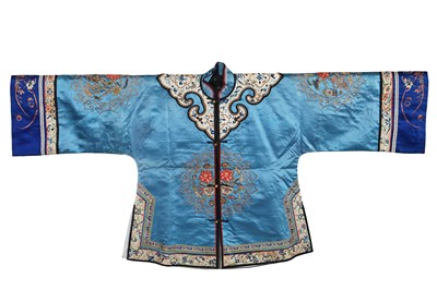 Lot 916 - A woman's embroidered sky-blue satin jacket, circa 1900