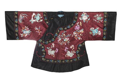 Lot 918 - A wine damask silk informal robe, chang-fu, circa 1910