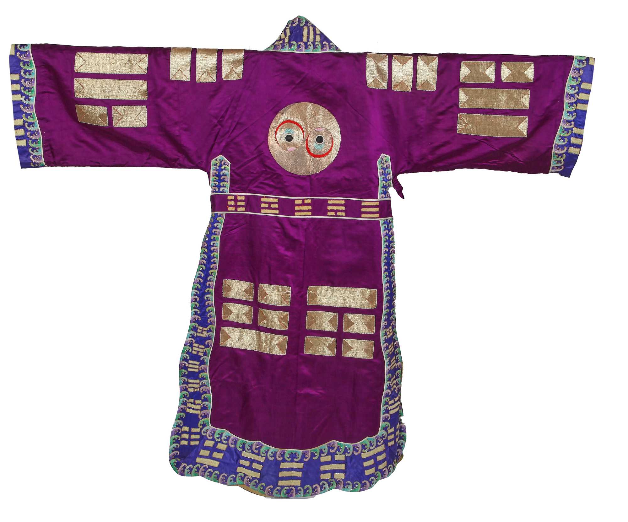 Lot 922 - An embroidered purple silk Taoist robe,