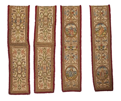 Lot 887 - Two embroidered orphreys, Spanish or Italian, early 17th century