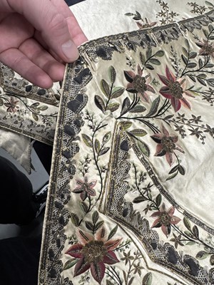 Lot 177 - Two embroidered satin waistcoats, 1790-1800