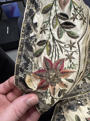 Lot 177 - Two embroidered satin waistcoats, 1790-1800