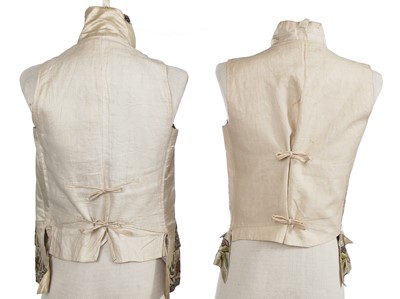 Lot 177 - Two embroidered satin waistcoats, 1790-1800