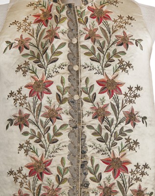 Lot 177 - Two embroidered satin waistcoats, 1790-1800