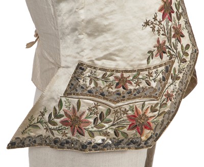 Lot 177 - Two embroidered satin waistcoats, 1790-1800