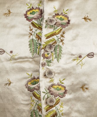 Lot 177 - Two embroidered satin waistcoats, 1790-1800
