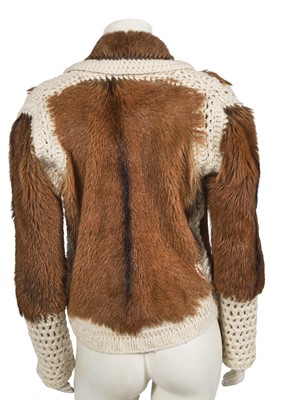 Lot 368 - A Christian Dior by John Galliano brown goat fur and white knitted alpaca wool jacket, Autumn-Winter 2001-02