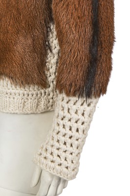 Lot 368 - A Christian Dior by John Galliano brown goat fur and white knitted alpaca wool jacket, Autumn-Winter 2001-02