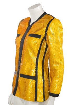 Lot 233 - A Chanel by Karl Lagerfeld yellow sequined 'Scuba' jacket, Spring-Summer 1991