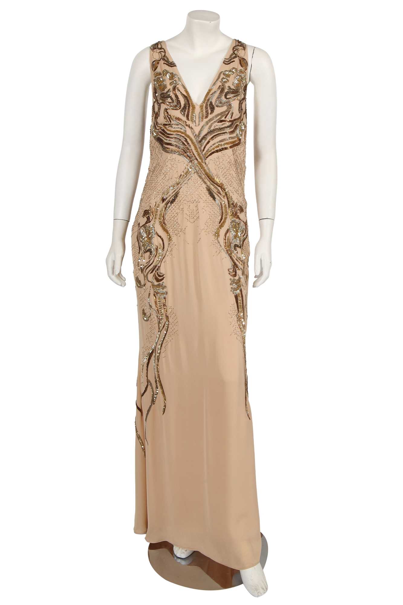 Lot 322 - A Roberto Cavalli gold embellished evening gown, circa 2017