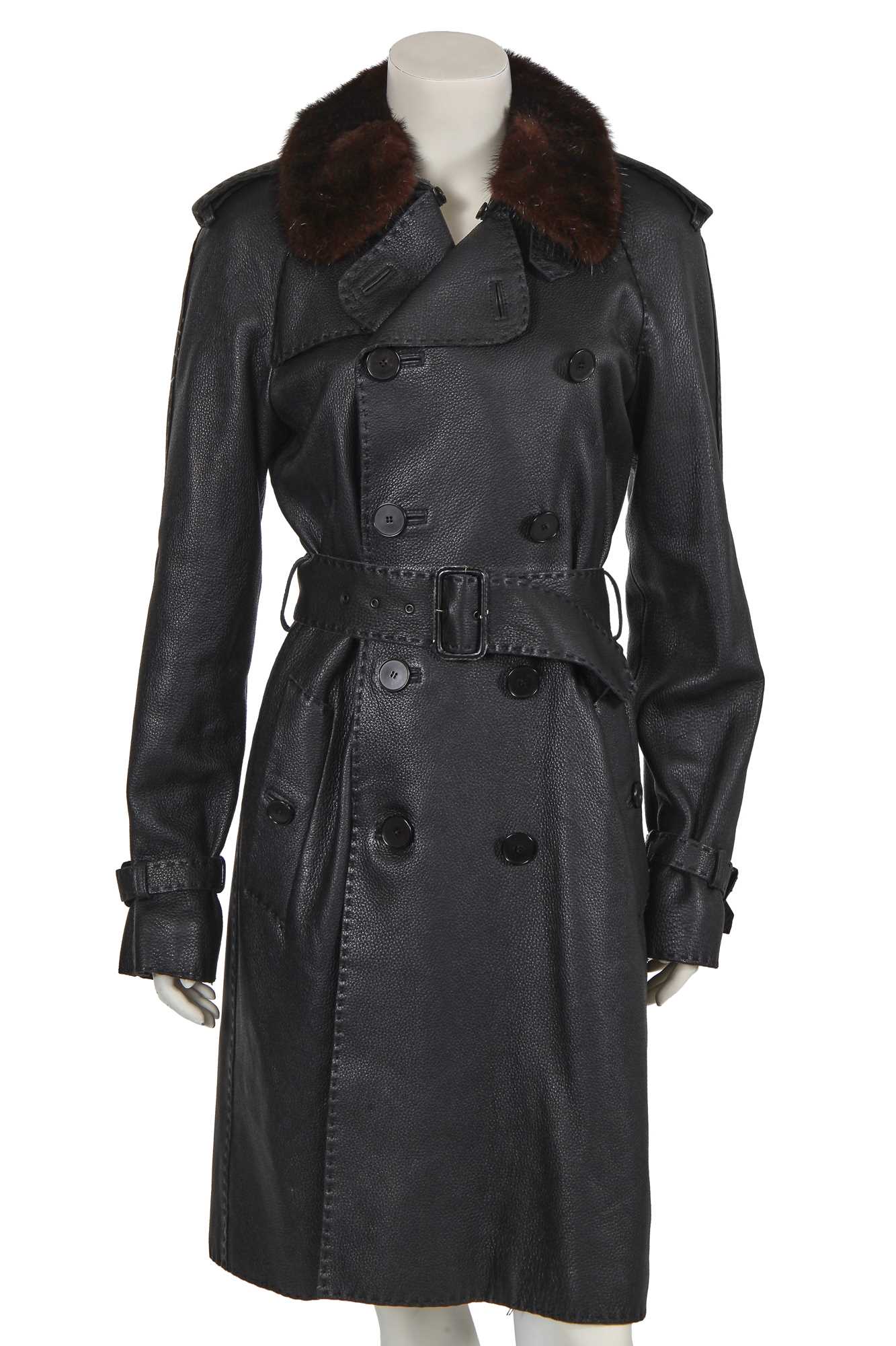 Lot 355 - A Jean Paul Gaultier black leather trench coat, circa 2004
