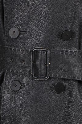 Lot 355 - A Jean Paul Gaultier black leather trench coat, circa 2004