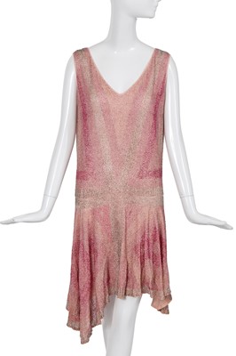 Lot 525 - A pink beaded flapper dress, circa 1925