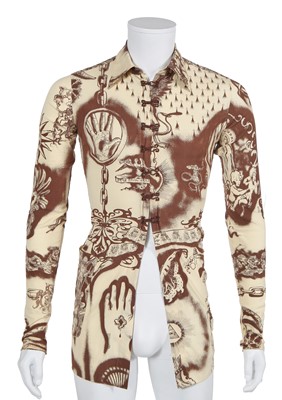 Lot 108A - A Jean Paul Gaultier printed nylon-blend shirt, ‘Les Tatouages/La Brute et le Raffiné' collection, Spring-Summer 1994