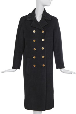Lot 44 - A Chanel by Karl Lagerfeld black wool coat, late 1980s