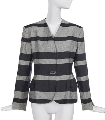 Lot 262 - A John Galliano black and white linen jacket, Spring-Summer 1990