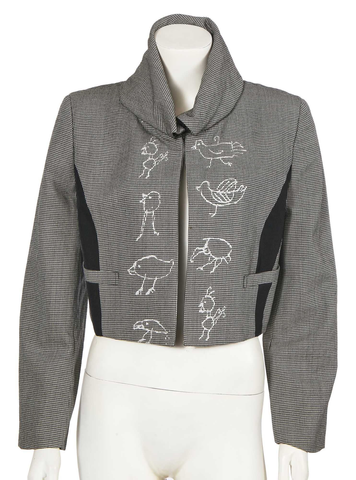 Lot 437 - A Comme des Garçons grey houndstooth wool jacket, 'Liberation from Tailoring' collection, Autumn-Winter 1989-1990