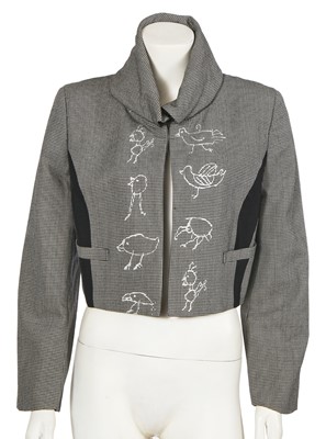 Lot 437 - A Comme des Garçons grey houndstooth wool jacket, 'Liberation from Tailoring' collection, Autumn-Winter 1989-1990