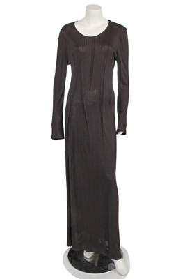 Lot 447 - An Ann Demeulemeester brown ribbed jersey dress, 1990s