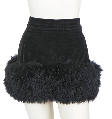 Lot 526 - A Vivienne Westwood black velvet and faux fur miniskirt, circa 1992