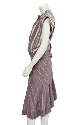 Lot 344 - A Vivienne Westwood striped viscose and acetate ensemble, 'Active Resistance' collection, Spring-Summer 2006