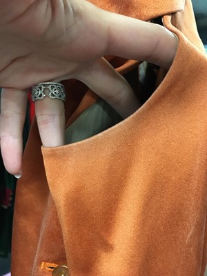 Lot 342 - A Vivienne Westwood copper-tone satin coat-dress, 'Wake Up, Cave Girl' collection, Autumn-Winter 2007-08