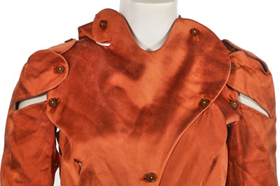 Lot 342 - A Vivienne Westwood copper-tone satin coat-dress, 'Wake Up, Cave Girl' collection, Autumn-Winter 2007-08