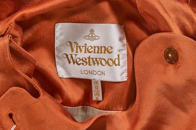 Lot 342 - A Vivienne Westwood copper-tone satin coat-dress, 'Wake Up, Cave Girl' collection, Autumn-Winter 2007-08