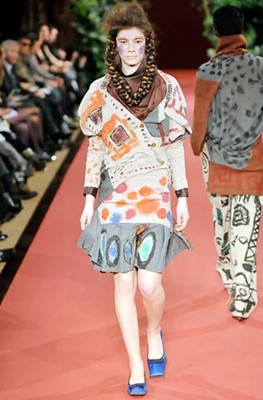 Lot 340 - A Vivienne Westwood hand-painted knitted ensemble, 'Chaos Point' collection, Autumn-Winter 2008-09
