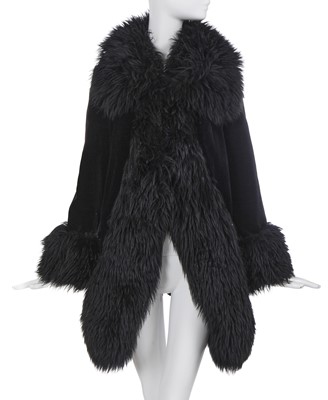 Lot 238 - A Vivienne Westwood black velvet and faux fur coat, 'Dressing Up' collection, Autumn-Winter 1991-92