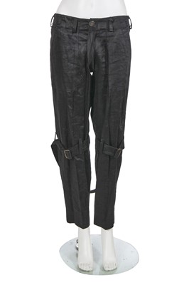 Lot 539 - A pair of Vivienne Westwood beetled linen bondage trousers, circa 1990