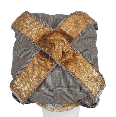 Lot 332 - A Vivienne Westwood Prince of Wales check wool crown, 'Britain Must Go Pagan' collection, Spring-Summer 1988
