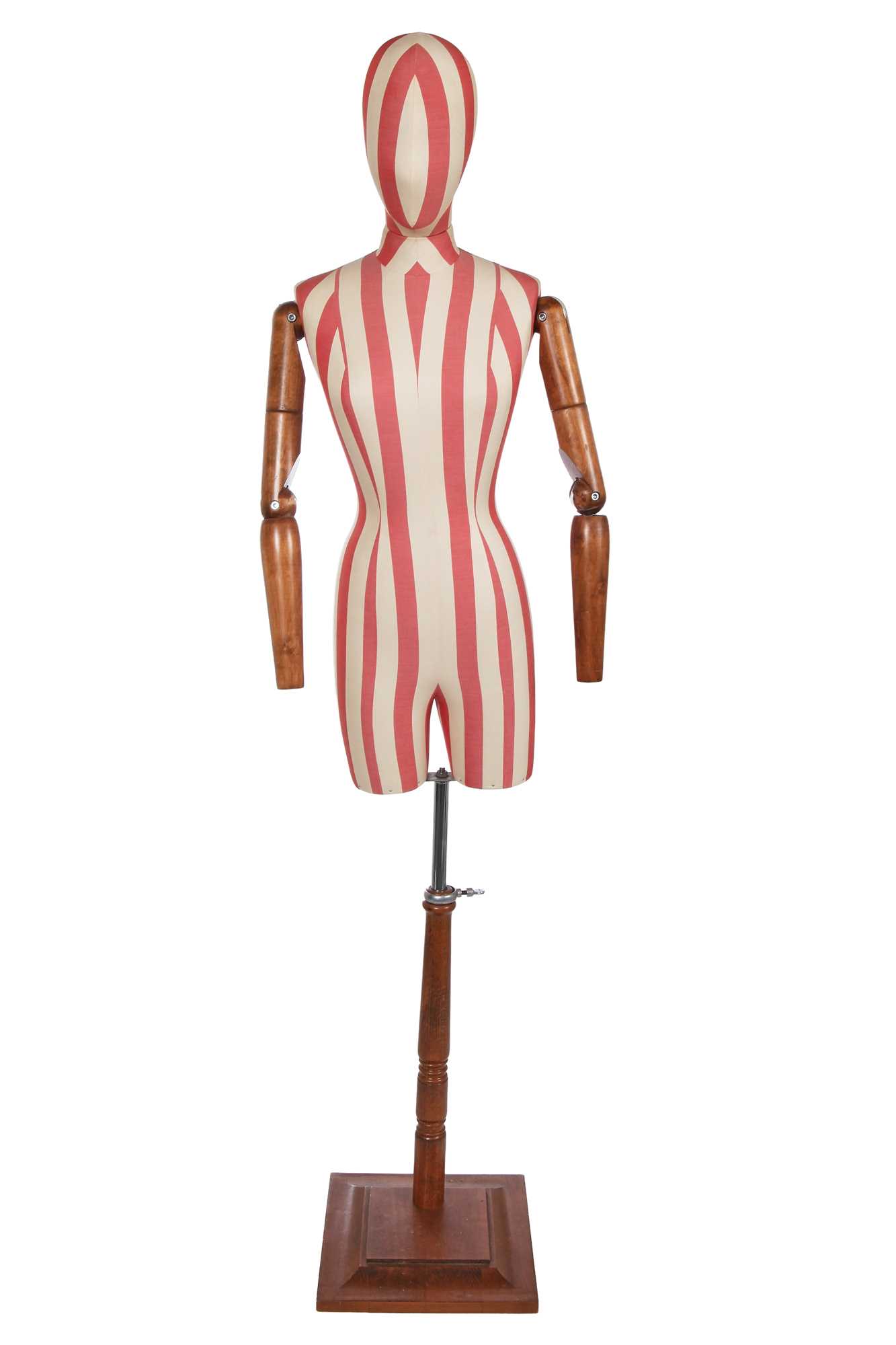 Lot 272 - A pink and white striped cotton tailor's dummy, modern