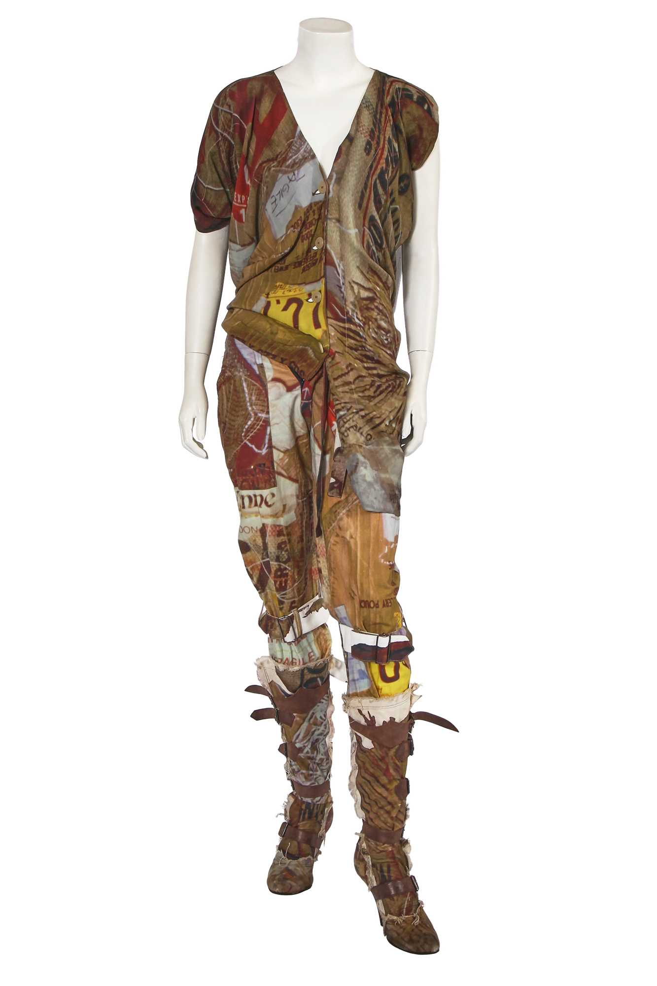 Lot 349 - A Vivienne Westwood printed bondage ensemble, 'Blue Sky' collection, Spring-Summer 2004