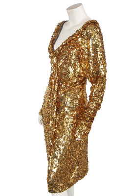 Lot 337 - A Vivienne Westwood gold sequined dress, 'World Wide Woman' collection, Autumn-Winter 2011-12