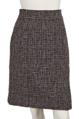 Lot 208 - A Chanel by Karl Lagerfeld brown cotton-blend tweed skirt, Spring-Summer 2009