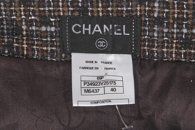 Lot 208 - A Chanel by Karl Lagerfeld brown cotton-blend tweed skirt, Spring-Summer 2009