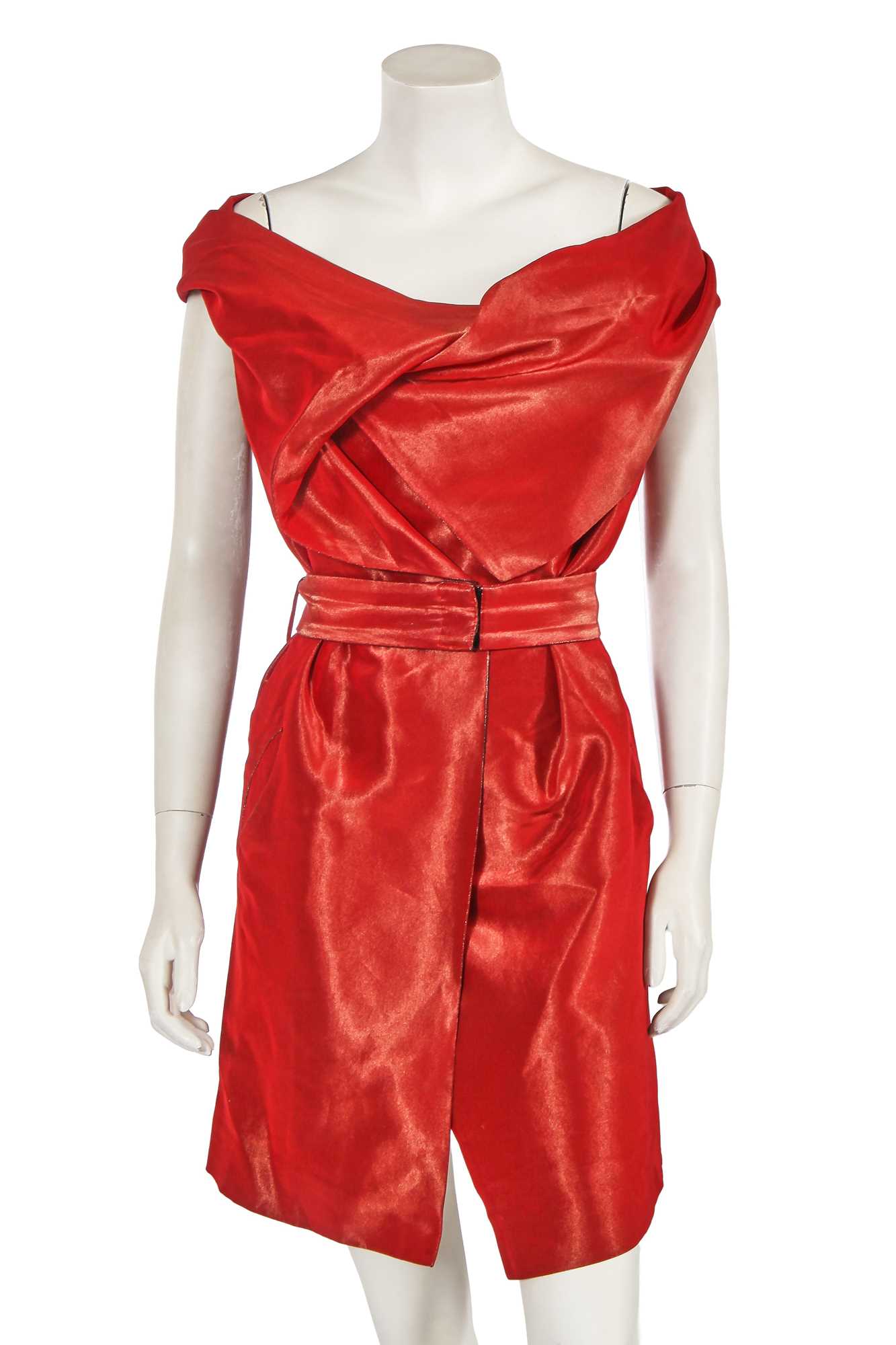Lot 350 - A Vivienne Westwood red and gold changeant silk-blend corset dress, circa 2003
