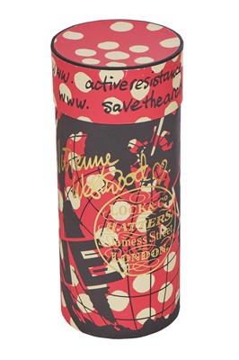 Lot 346 - A Vivienne Westwood ecru and red Harvard striped kitchen towel ensemble, circa 2005