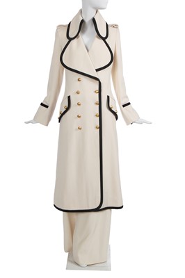 Lot 190 - A Jean-Louis Scherrer haute couture by Stéphane Rolland cream cashmere ensemble, Autumn-Winter 2005-06