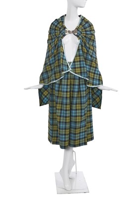 Lot 435 - A Bill Gibb green and blue tartan wool ensemble, circa 1977