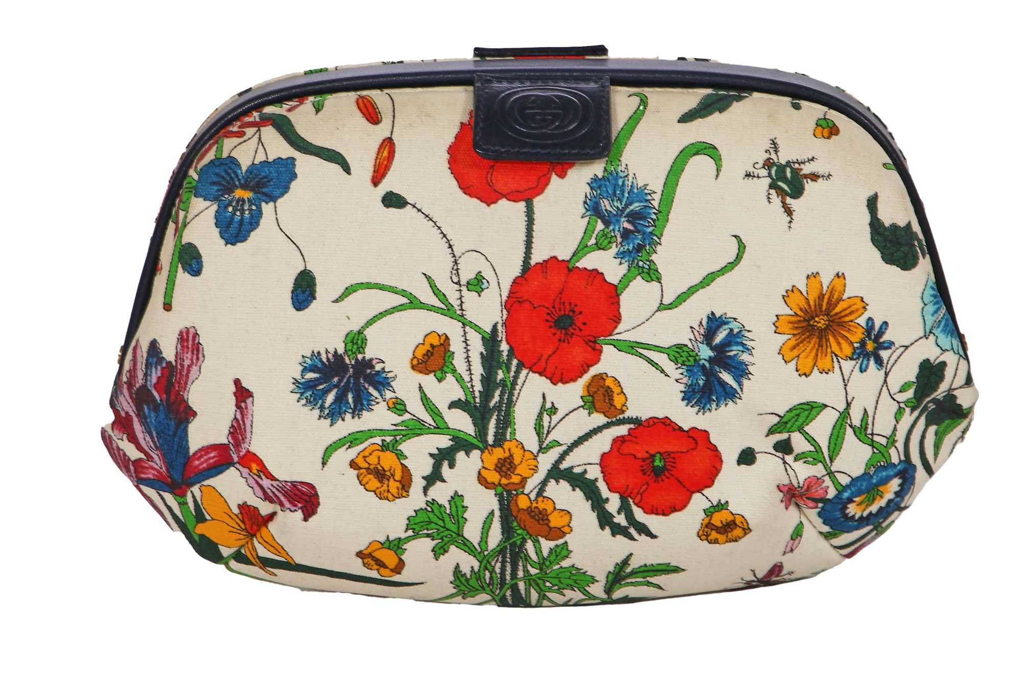 Lot 257 - A Gucci 'Flora' canvas clutch bag, 1980s