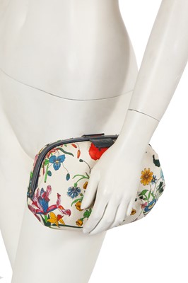Lot 257 - A Gucci 'Flora' canvas clutch bag, 1980s