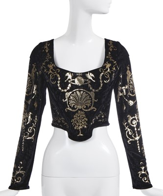 Lot 242 - A Vivienne Westwood boulle-stencilled velvet corset, 'Portrait' collection, Autumn-Winter 1990-91