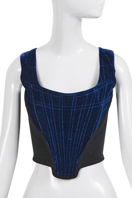 Lot 241 - A Vivienne Westwood blue velvet corset. circa 1991