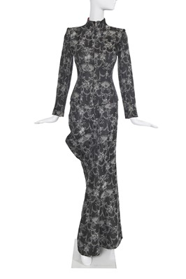 Lot 247 - An Alexander McQueen grey floral damask suit, 'Joan' collection, Autumn-Winter 1998-99