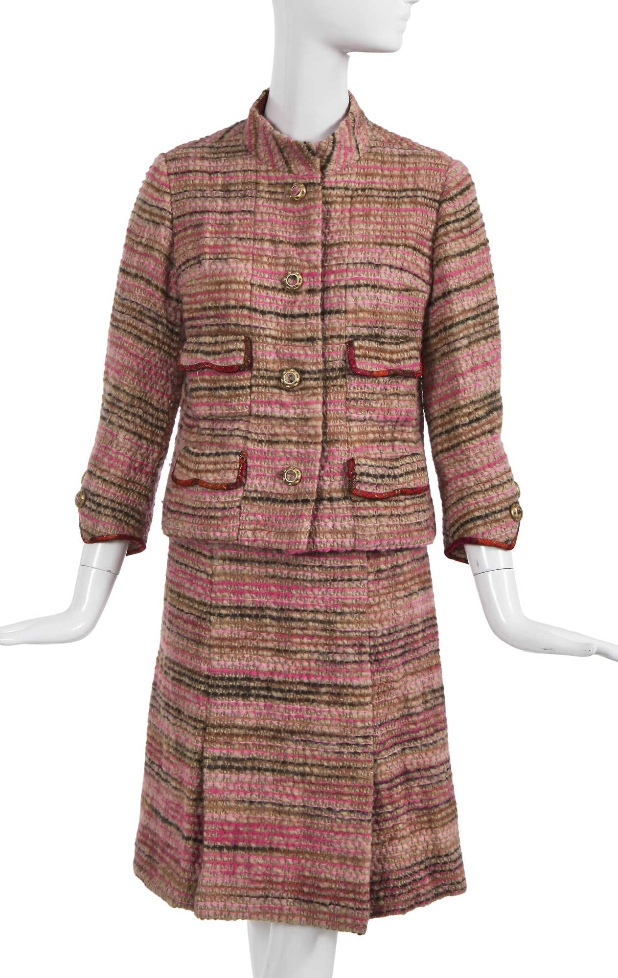 Lot 68 - An haute couture wool suit, attributed to Gabrielle Chanel, circa 1961