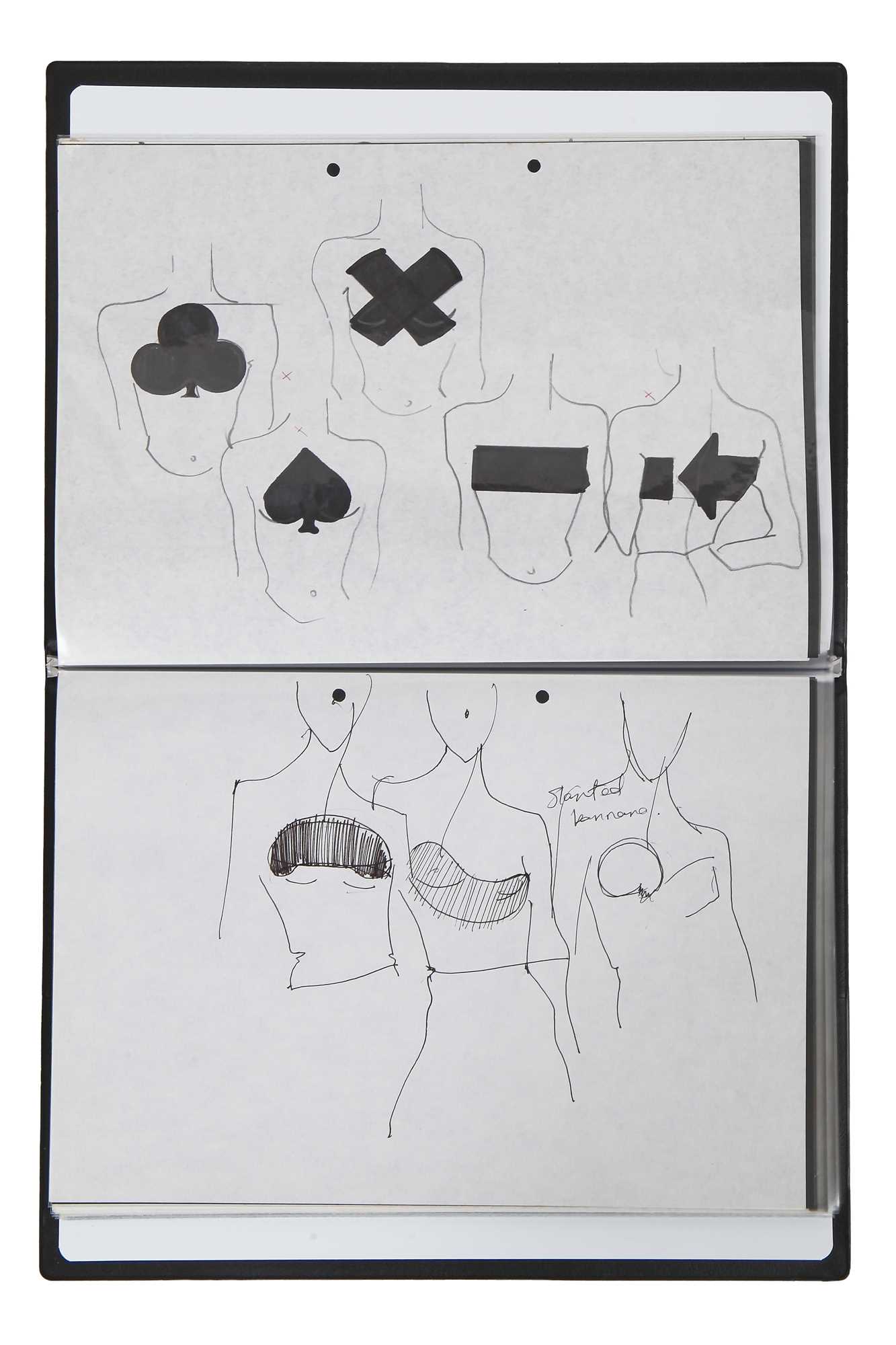 Lot 260 - A folder of Julie Verhoeven for John Galliano design sketches, 'Fencing' collection, Autumn-Winter 1990-91