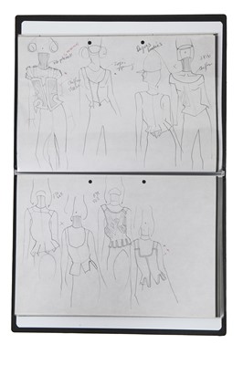 Lot 260 - A folder of Julie Verhoeven for John Galliano design sketches, 'Fencing' collection, Autumn-Winter 1990-91